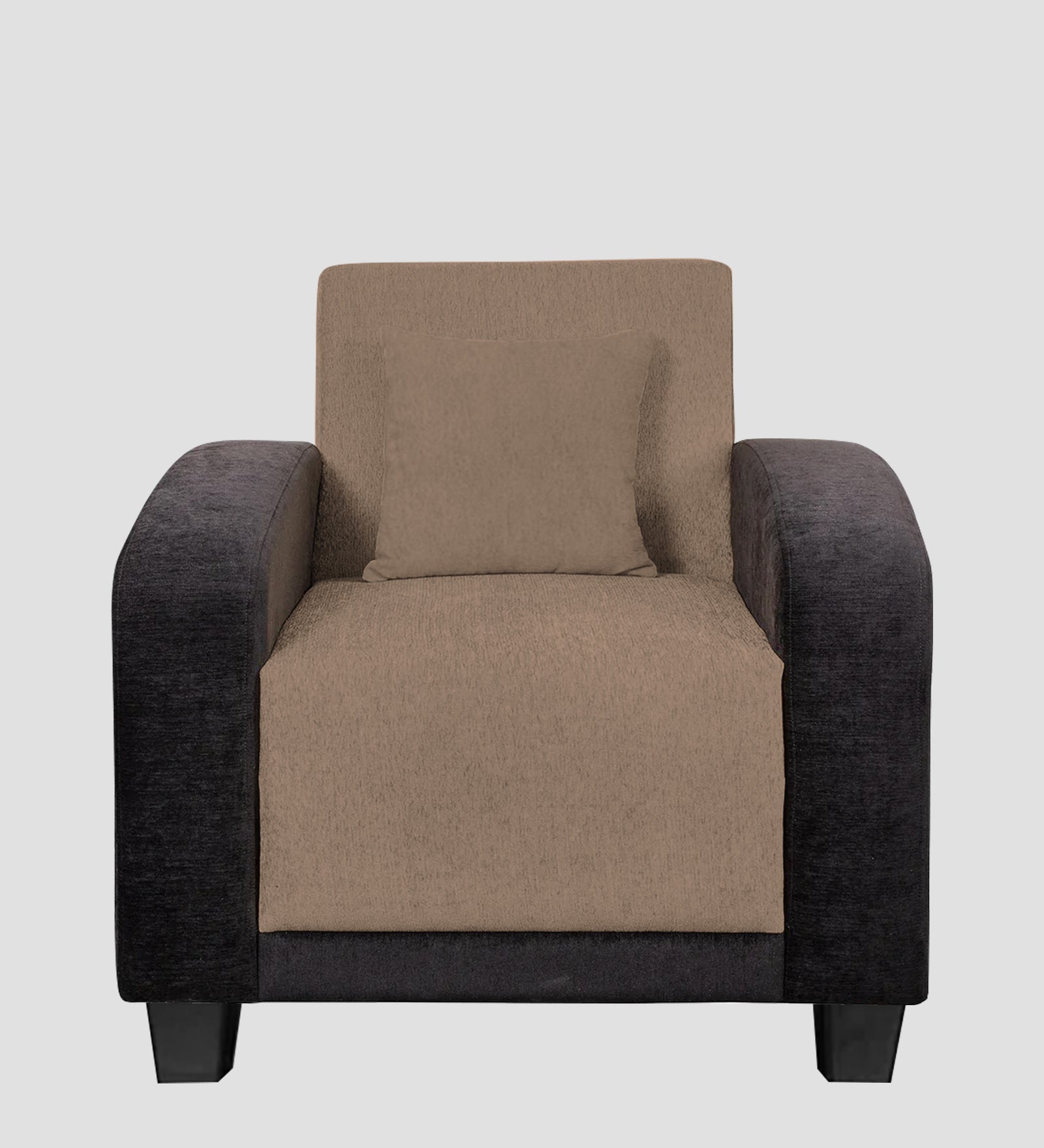 Alex Fabric 1 Seater Sofa In Cookie Beige Colour Front Facing white bg - Febonic Living