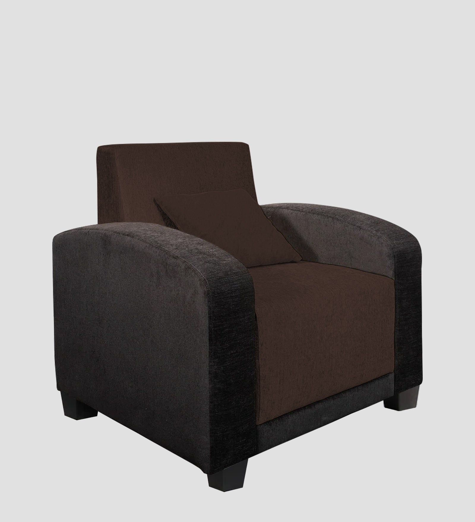 Alex Fabric 1 Seater Sofa In Coffee Brown Colour side facing in white bg - Febonic Living