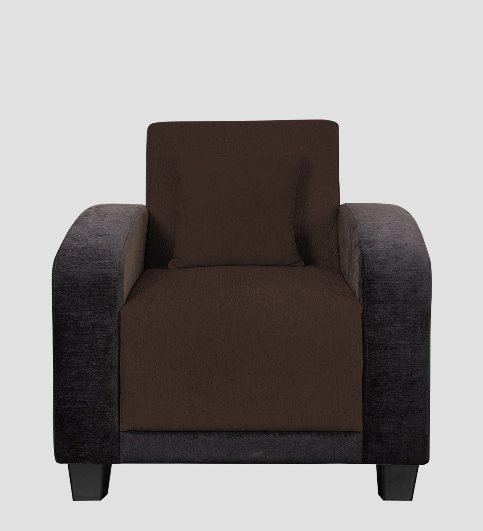 Alex Fabric 1 Seater Sofa In Coffee Brown Colour White bg - Febonic Living