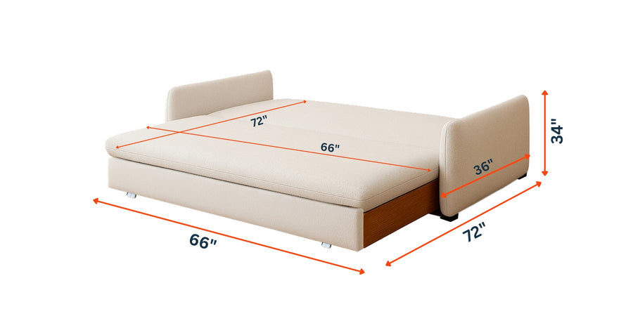 Allison Fabric 3 Seater Pull Out Sofa Cum Bed In Bright White Colour - Febonic Living