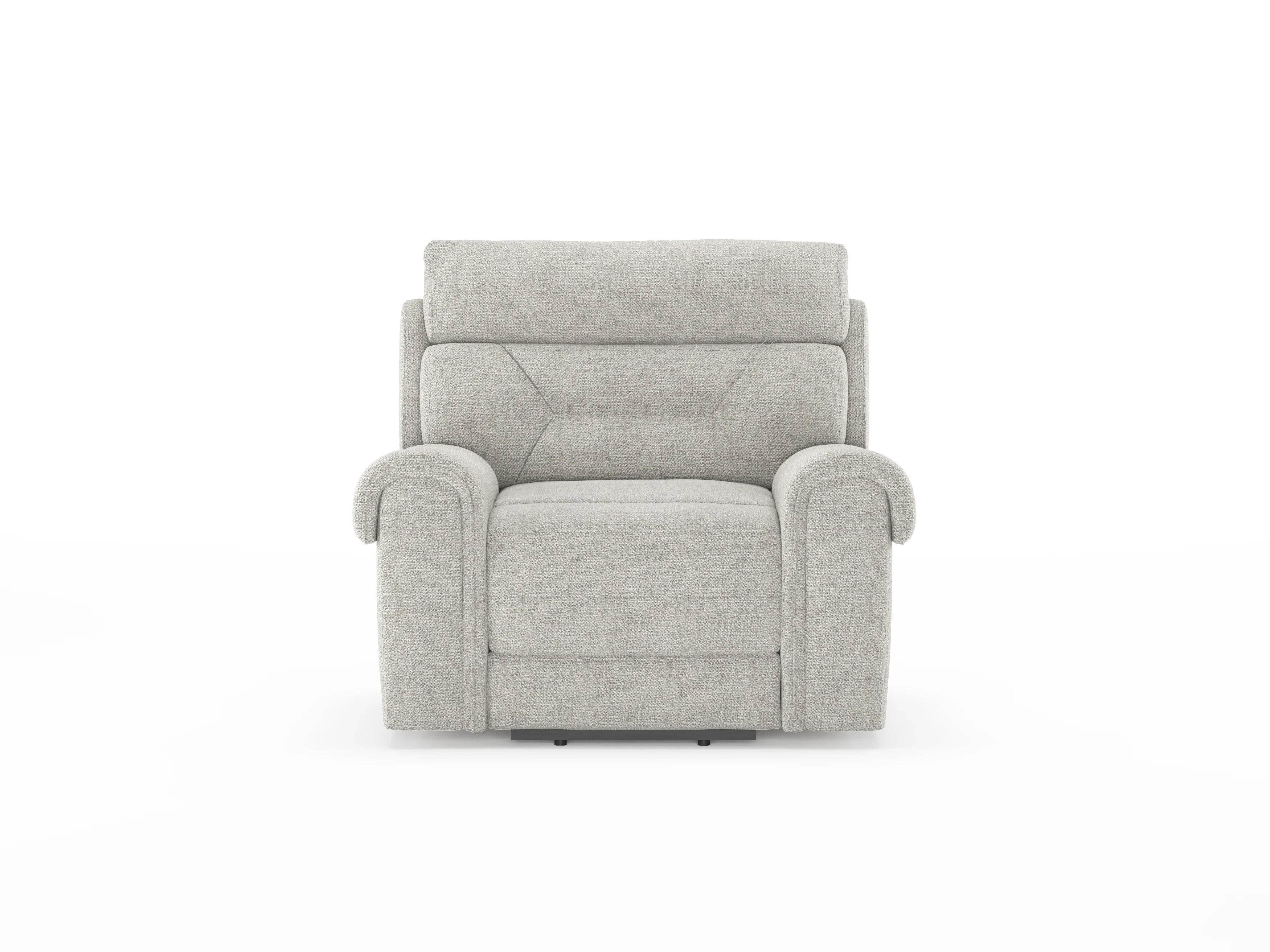 Alpeno 1 Seater Motorized Fabric Recliner - Bone Beige - Front View by Febonic Living