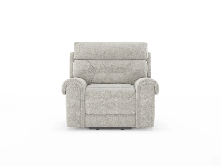 Alpeno 1 Seater Motorized Fabric Recliner - Bone Beige - Front View by Febonic Living