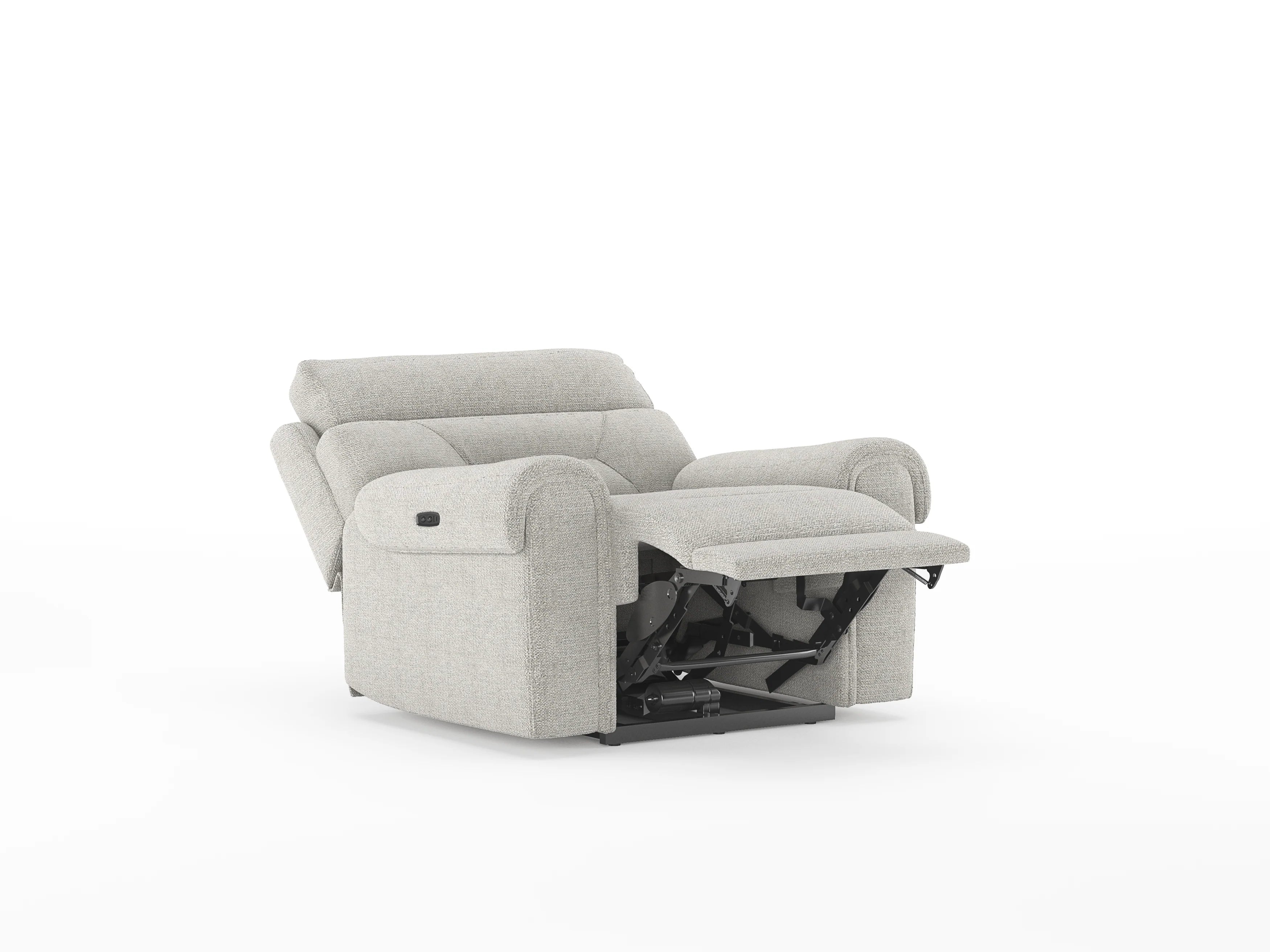 Alpeno Fabric 1 Seater Motorized Recliner In Bone Beige Colour - Reclined View by Febonic Living