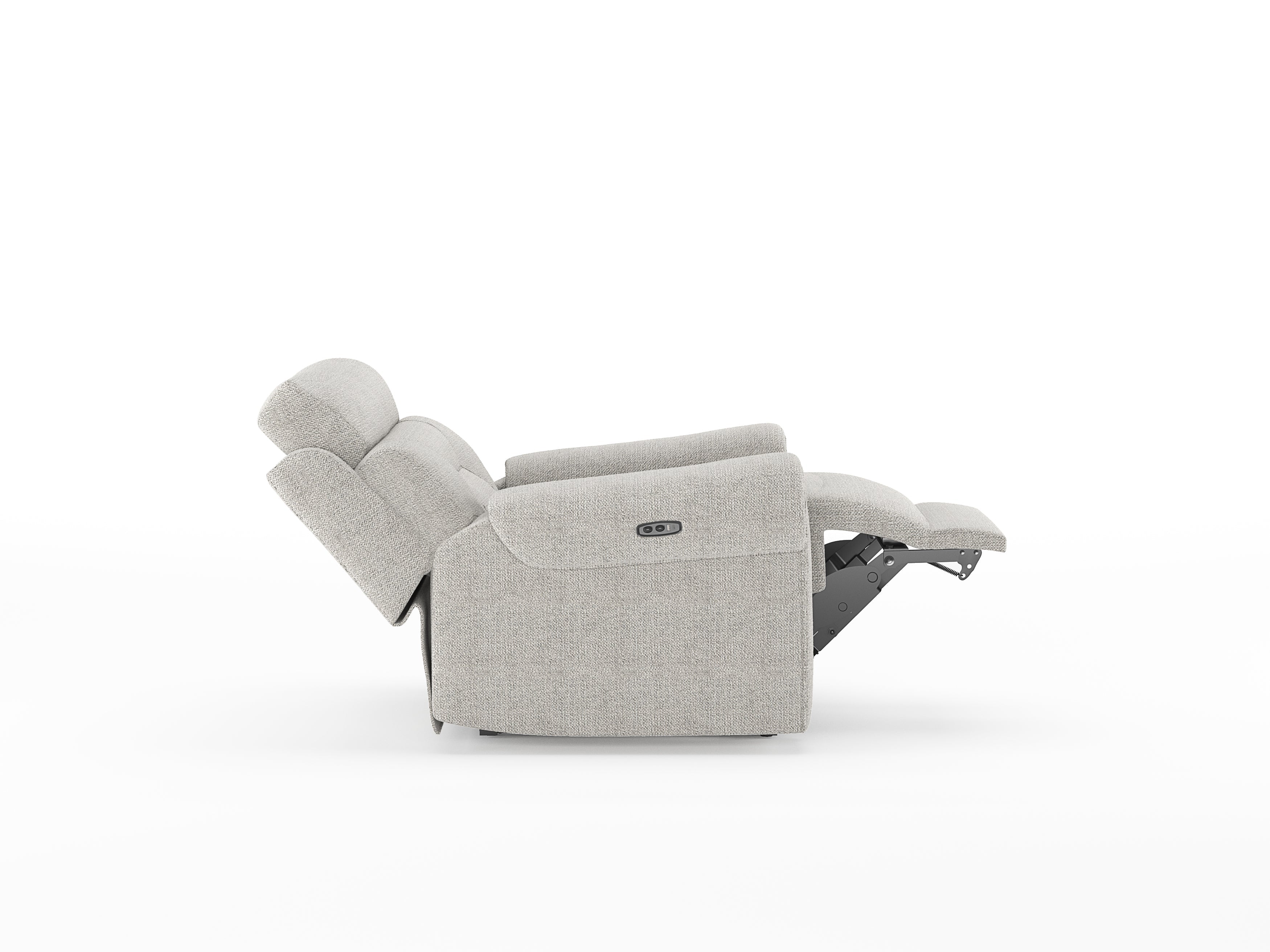 Alpeno Fabric 1 Seater Motorized Recliner In Bone Beige Colour - SideView Image by Febonic Living