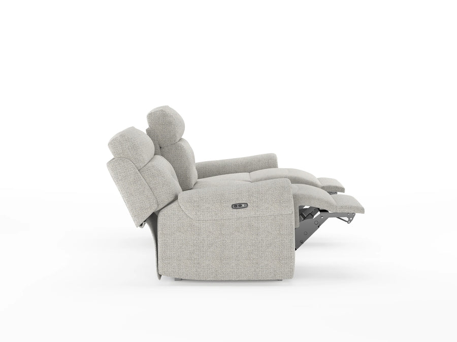 Alpeno Fabric 3 Seater Motorized Recliner In Bone Beige Colour - Febonic Living