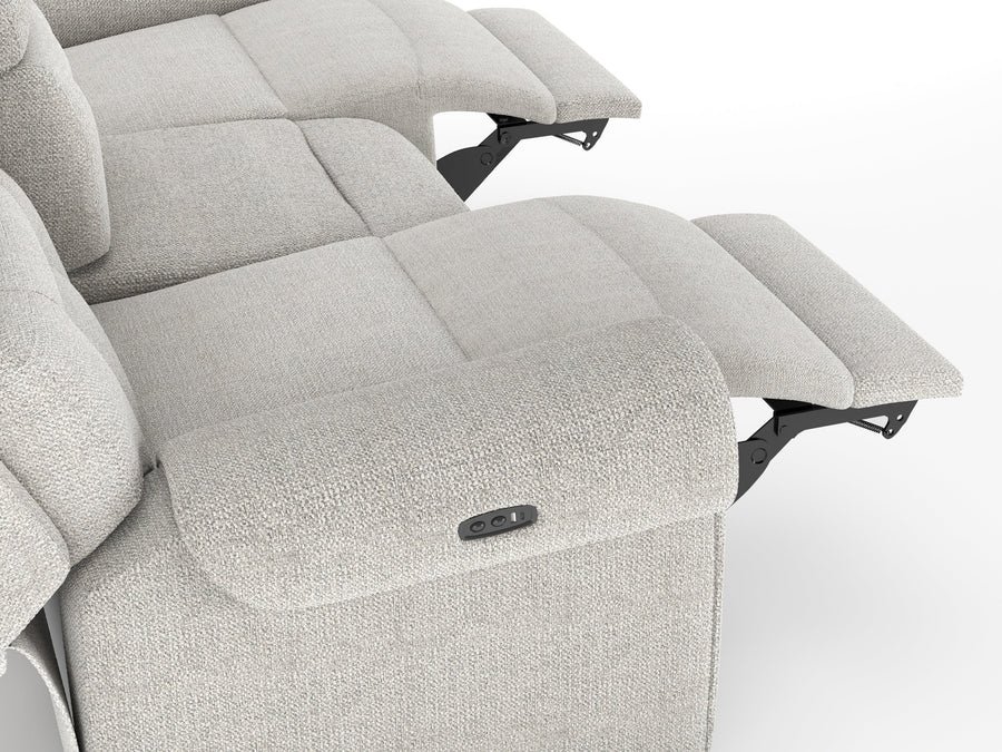 Alpeno Fabric 3 Seater Motorized Recliner In Bone Beige Colour - Febonic Living