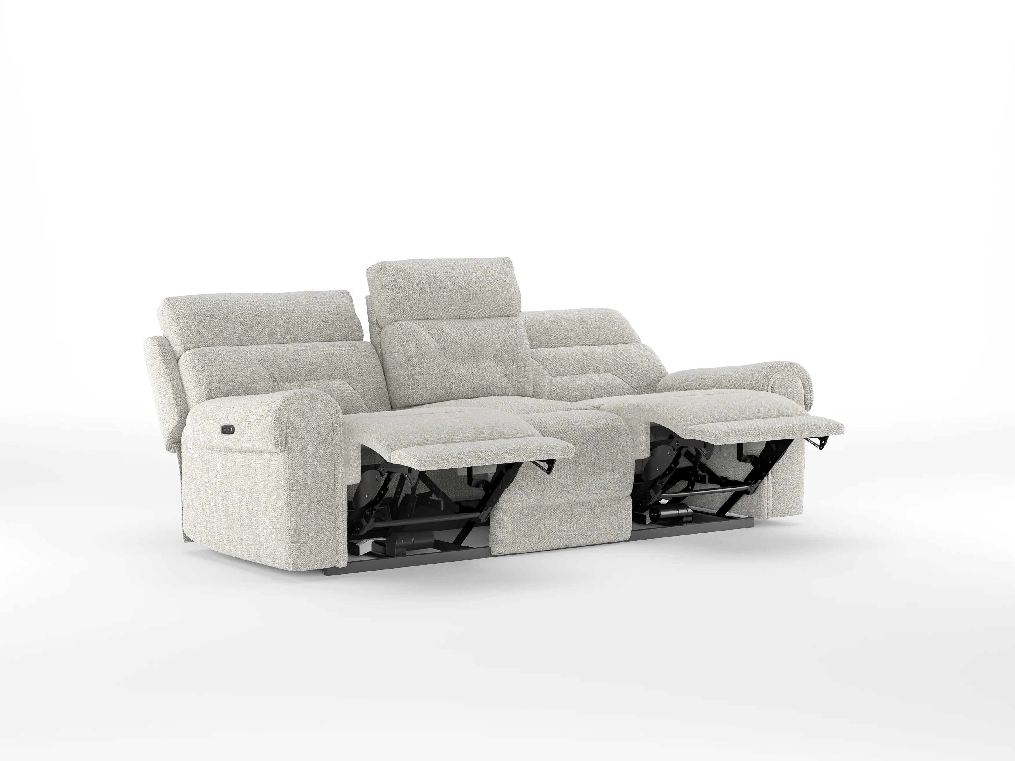 Alpeno Fabric 3 Seater Motorized Recliner In Bone Beige Colour