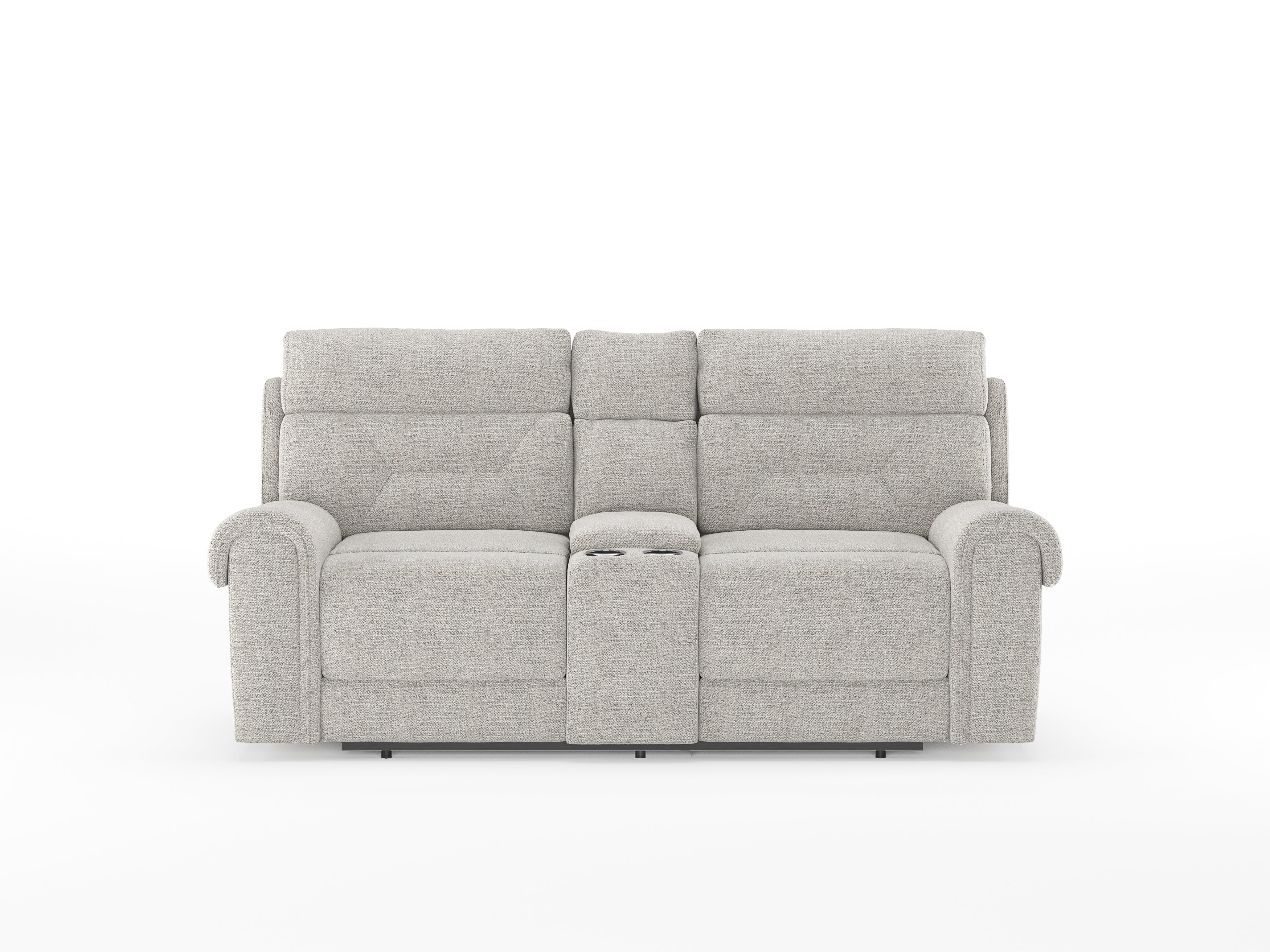 Alpeno 2 Seater Motorized Fabric Recliner - Bone Beige - Front View by Febonic Living