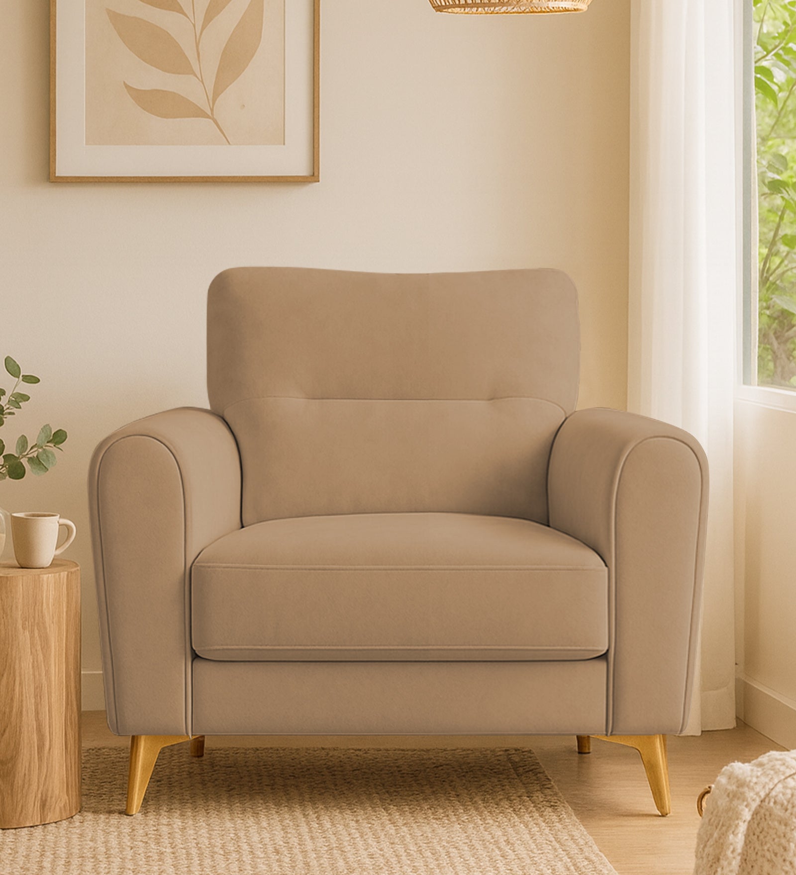 Alpine Fabric 1 Seater Sofa In Copper Brown Colour