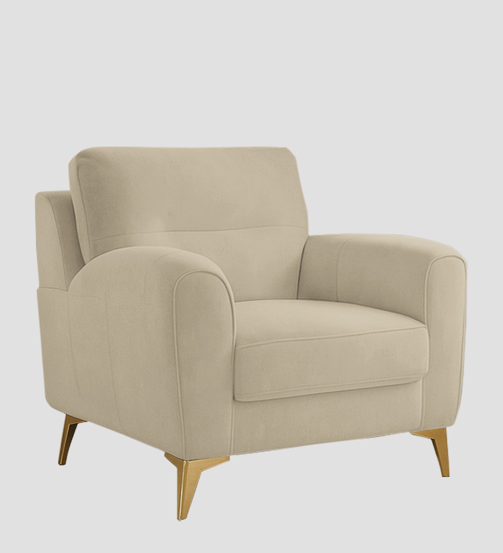 Alpine Fabric 1 Seater Sofa In Cotton Beige Colour