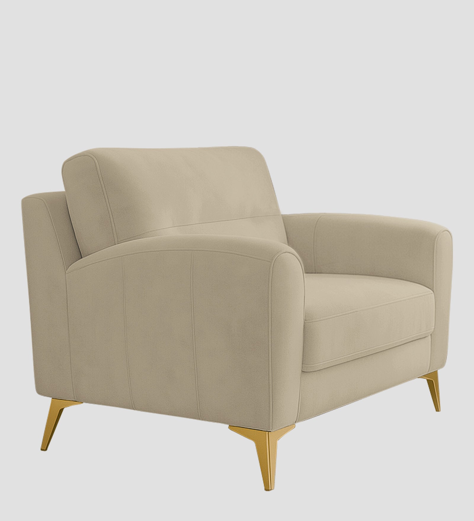 Alpine Fabric 1 Seater Sofa In Cotton Beige Colour