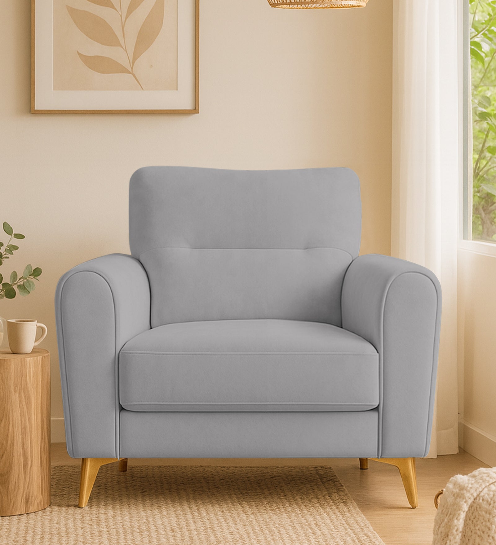 Alpine Fabric 1 Seater Sofa In Dim Grey Colour