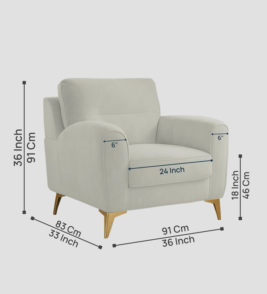 Alpine Fabric 1 Seater Sofa In Pearl White Colour - Febonic Living