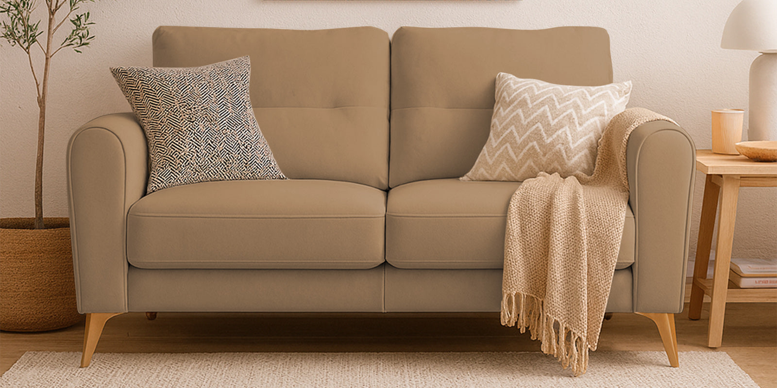 Alpine Fabric 2 Seater Sofa In Copper Brown Colour