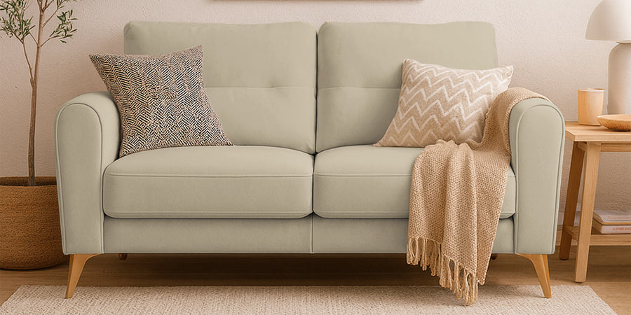 Alpine Fabric 2 Seater Sofa In Cotton Beige Colour - Febonic Living
