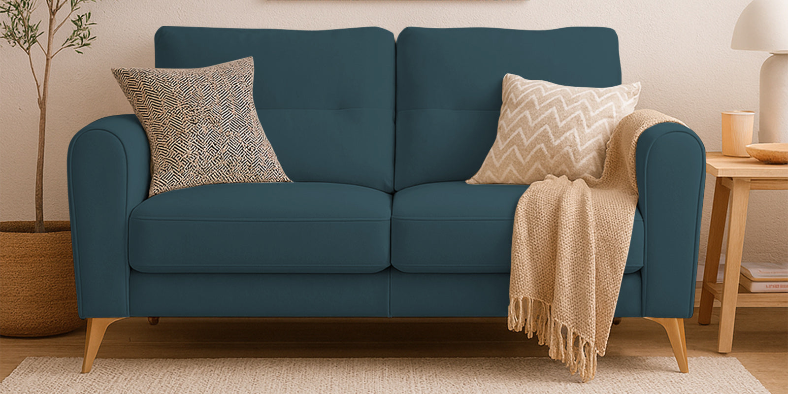 Alpine Fabric 2 Seater Sofa In Sea Blue Colour