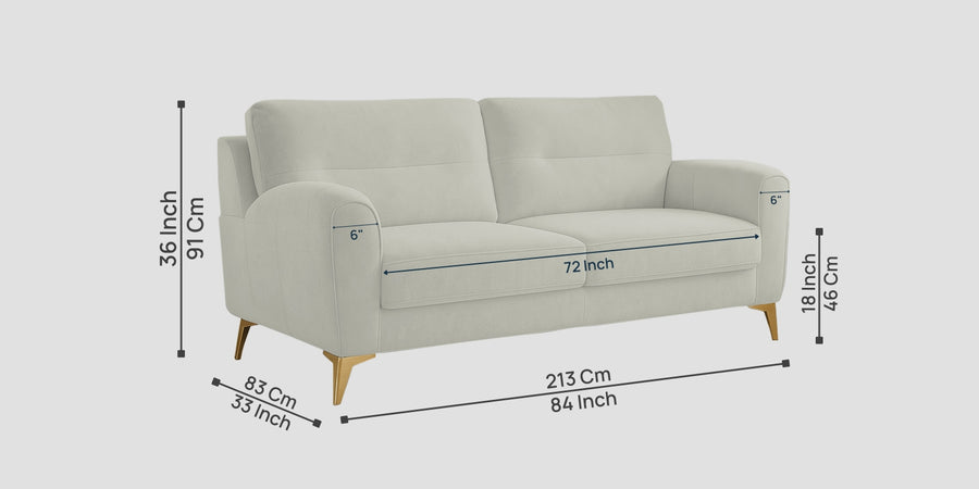 Alpine Fabric 3 Seater Sofa In Pearl White Colour - Febonic Living