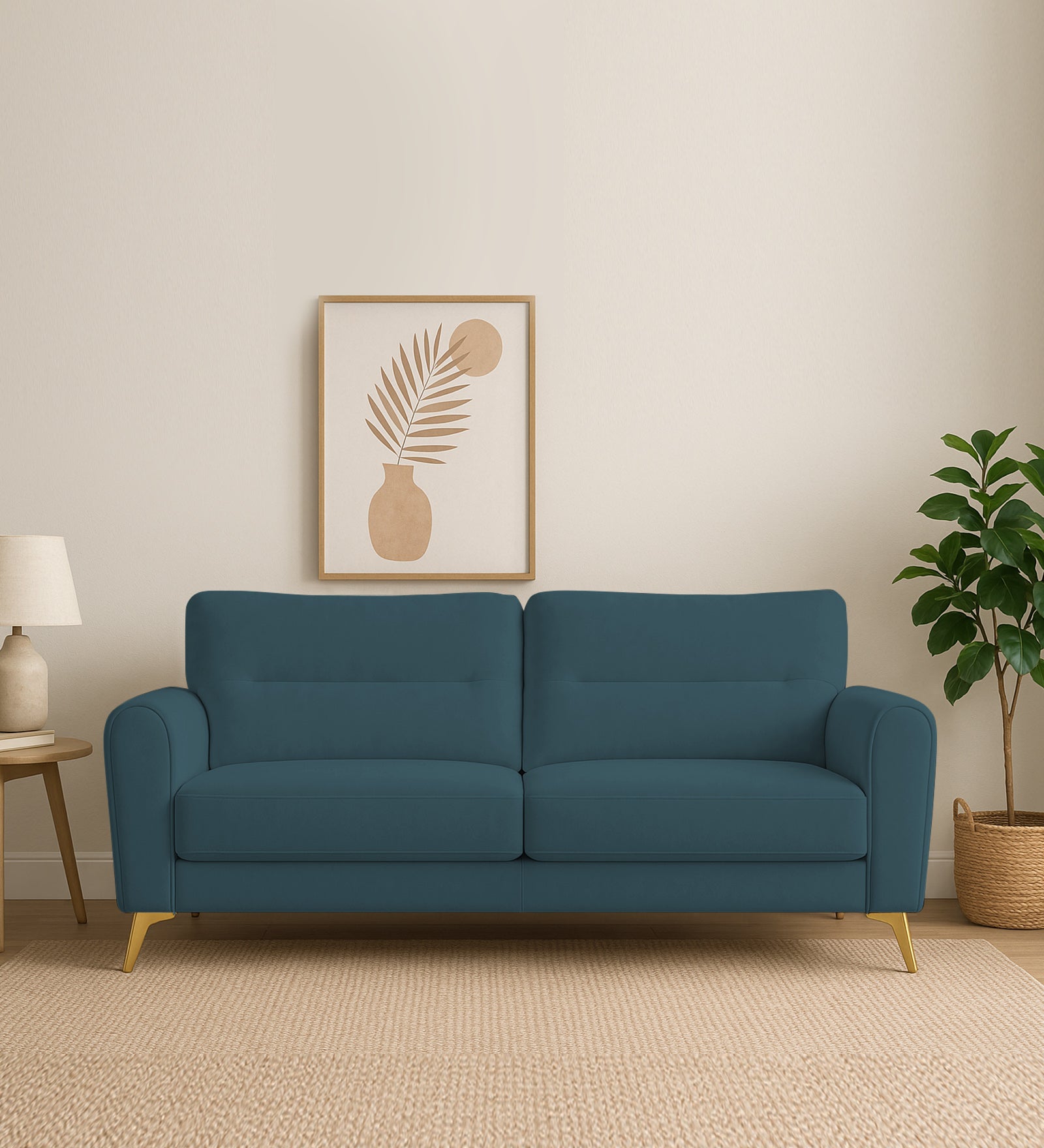 Alpine Fabric 3 Seater Sofa In Sea Blue Colour