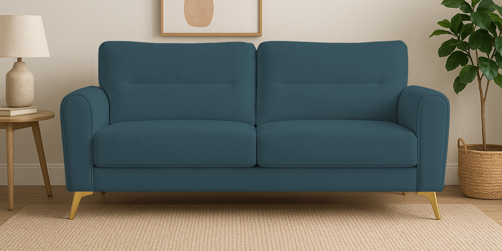 Alpine Fabric 3 Seater Sofa In Sea Blue Colour