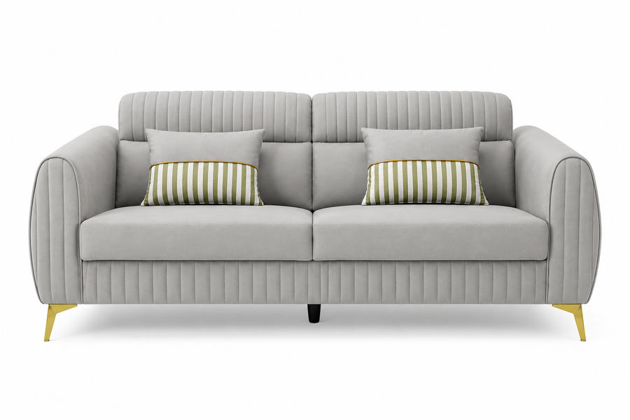 Alvero 3 Seater Fabric Sofa - Fossil Grey - Clear View by Febonic Living