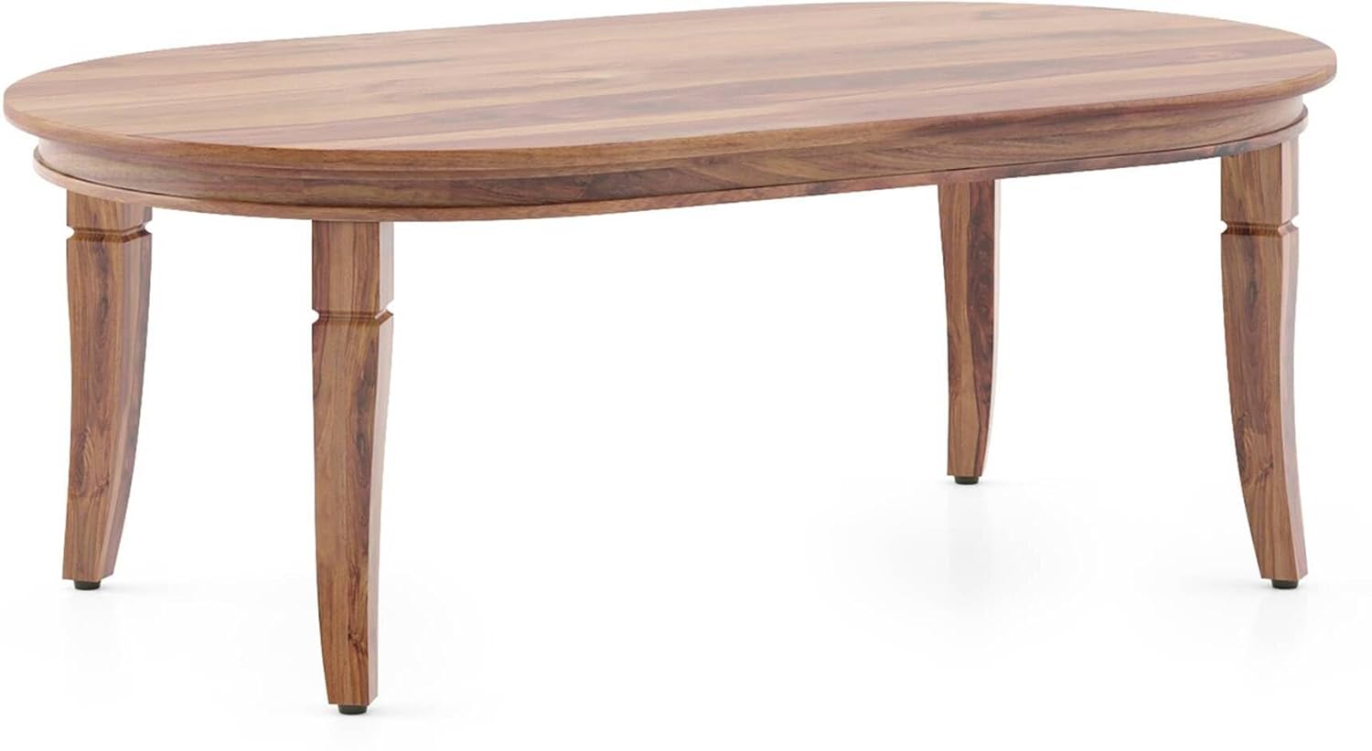 Alvin Oval Solid Wood Coffee Table In Teak Finish