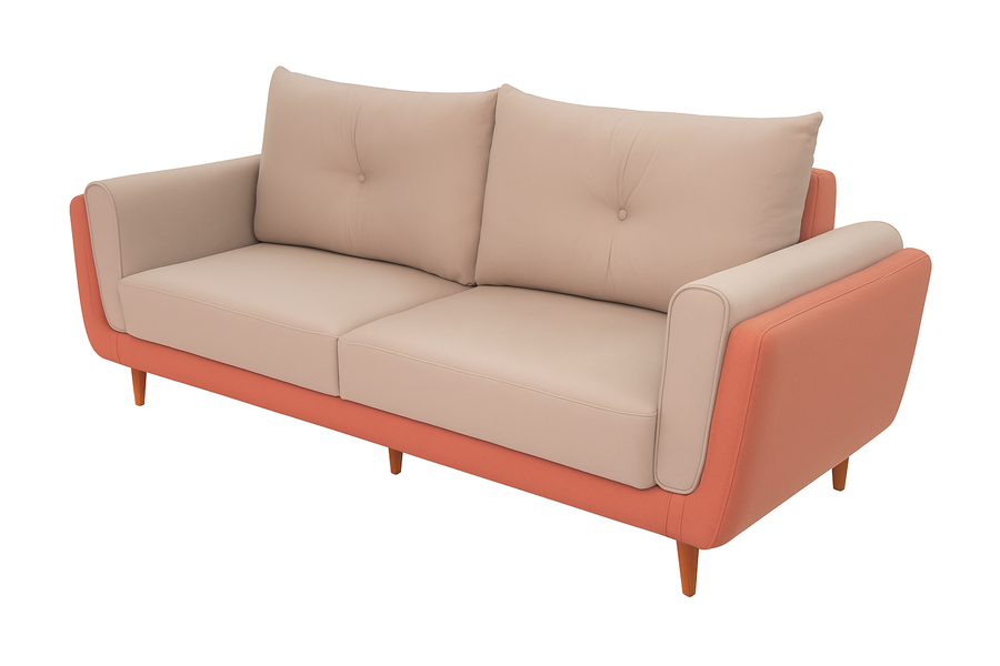 Morry Dual Fabric 3 Seater Sofa In Camel And Carmel Beige Colour - Febonic Living