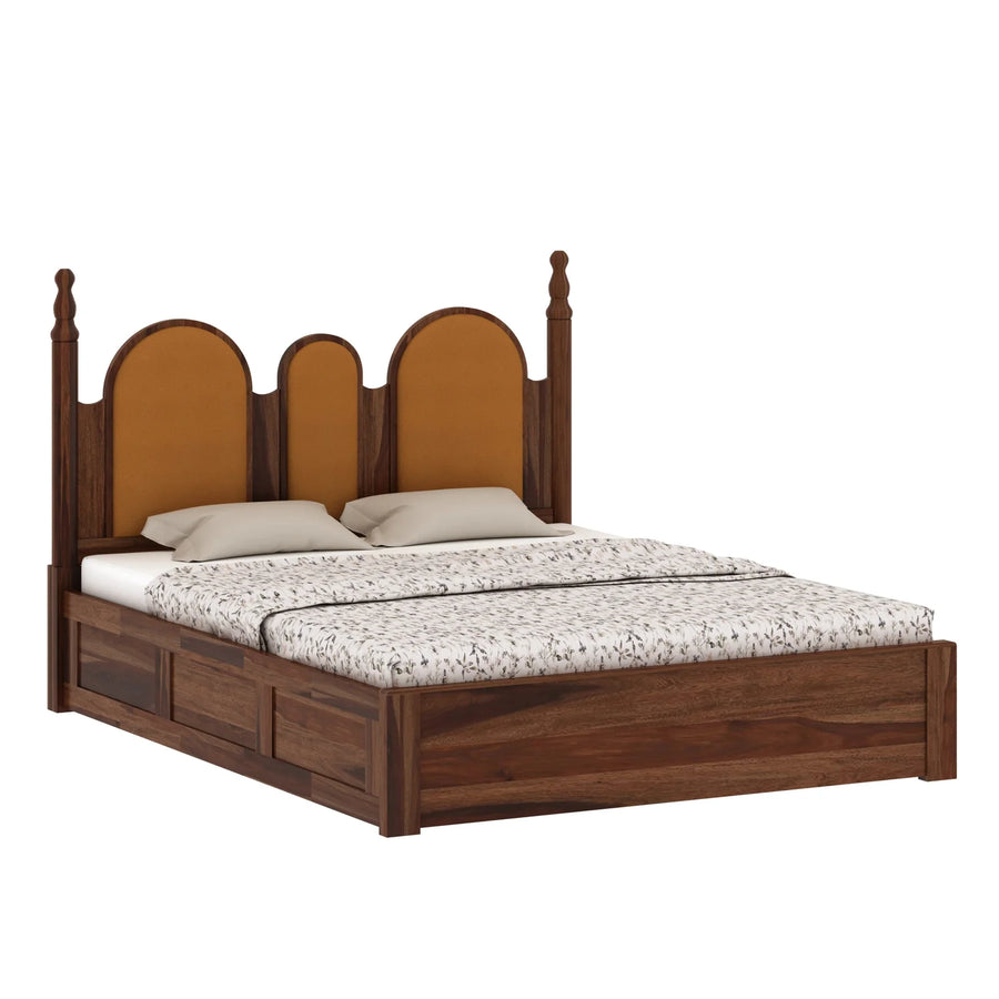 Antar Sheesham Wood King Size Bed With Box Storage In Provincial Teak Finish