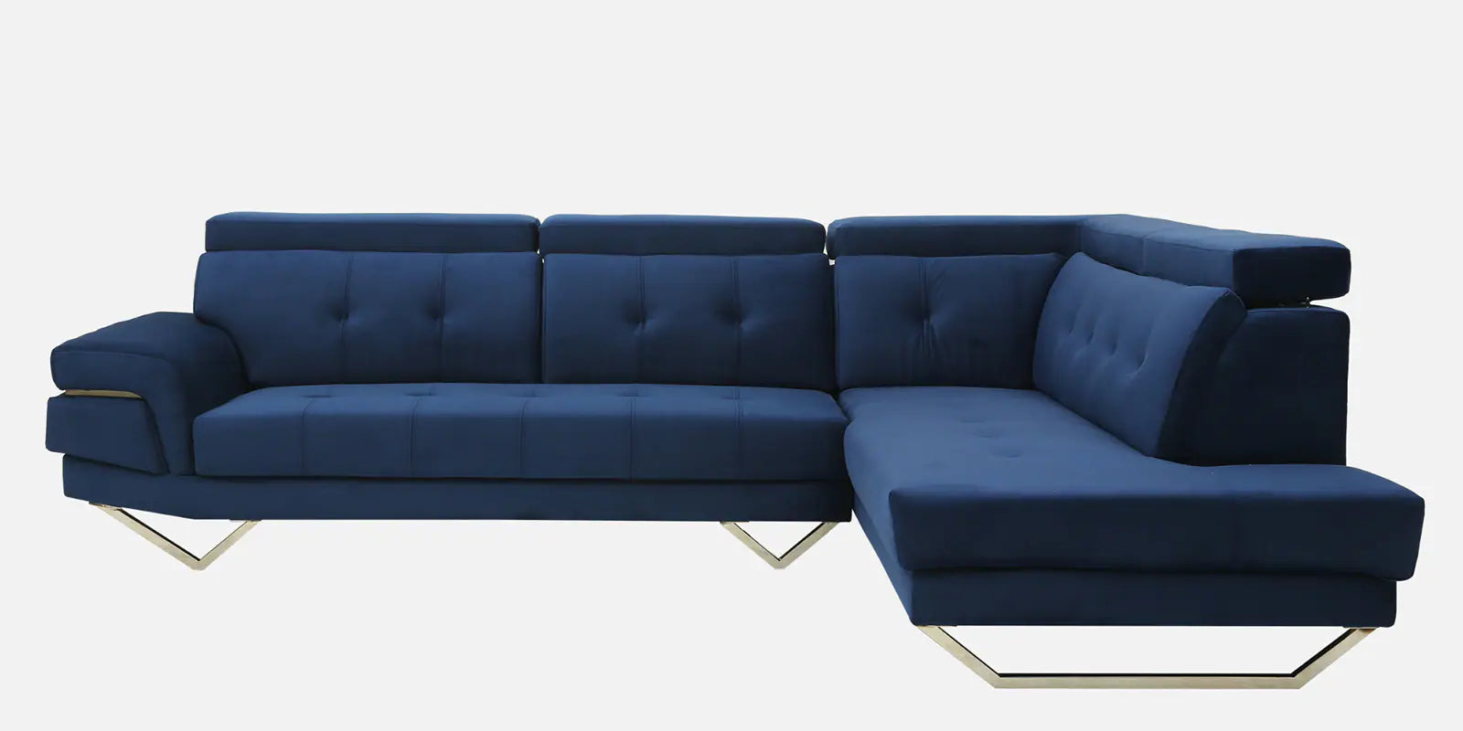 Antony Velvet LHS Sectional Sofa (3+Lounger) In Imperial Blue Colour