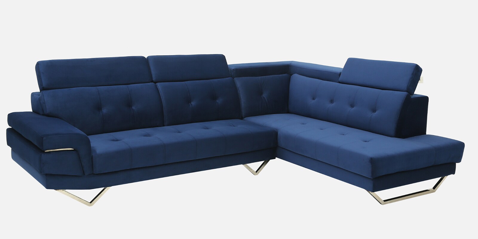 Antony Velvet LHS Sectional Sofa (3+Lounger) In Imperial Blue Colour