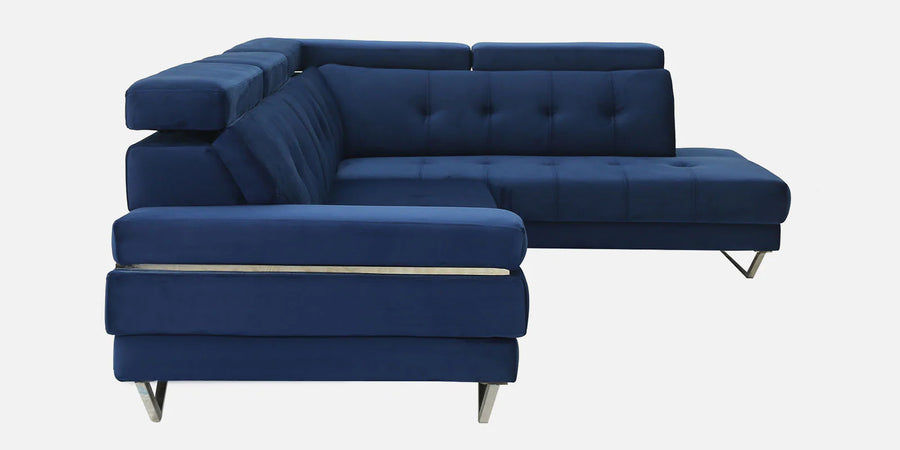 Antony Velvet Lhs Sectional Sofa 3 Lounger In Imperial Blue Colour - Febonic Living