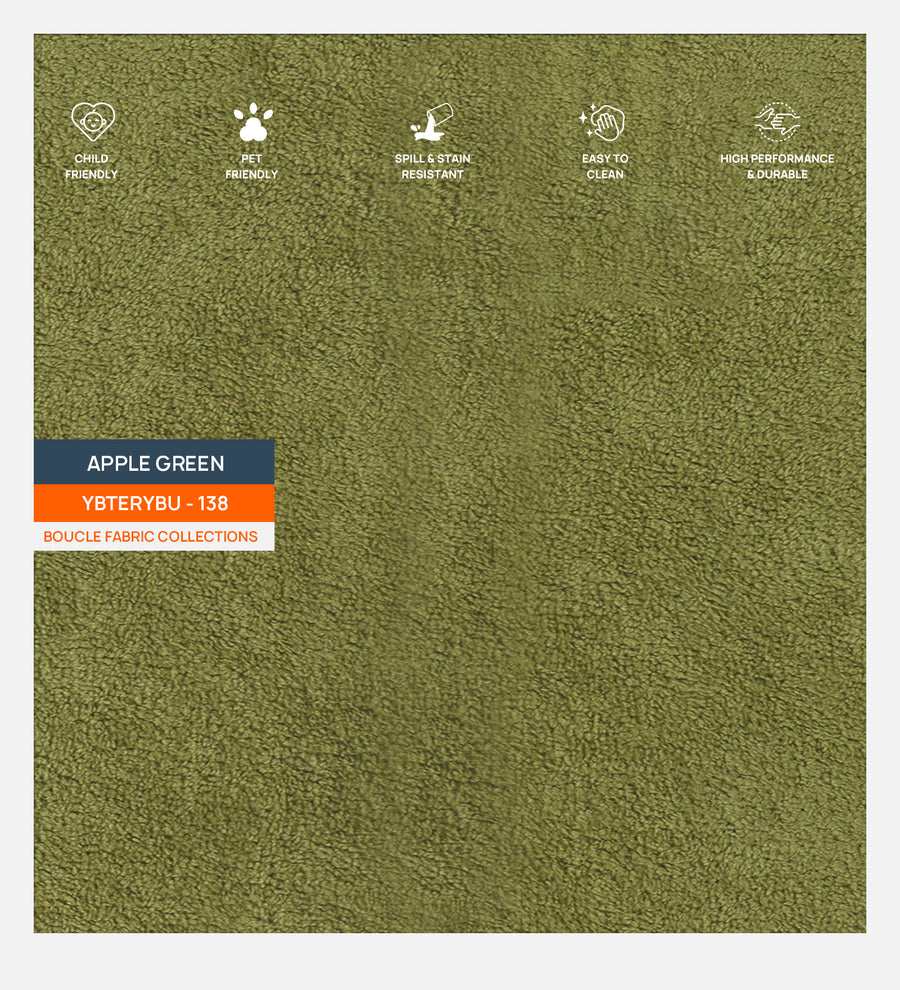 Boucle Terry Fabric Apple Green 138 Code by Febonic Living