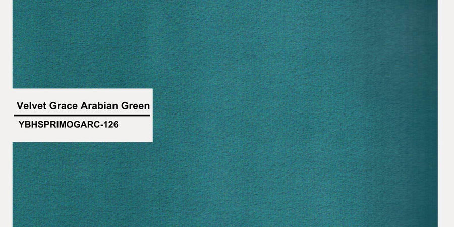 Bufa Velvet Lhs Sectional Sofa In Arabian Green Colour With Ottoman - Febonic Living