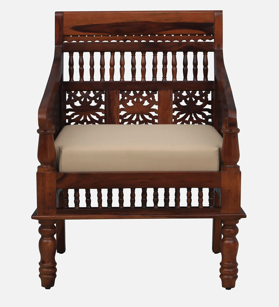 Gati Sheesham Wood 1 Seater Sofa In Honey Oak Finish - Febonic Living