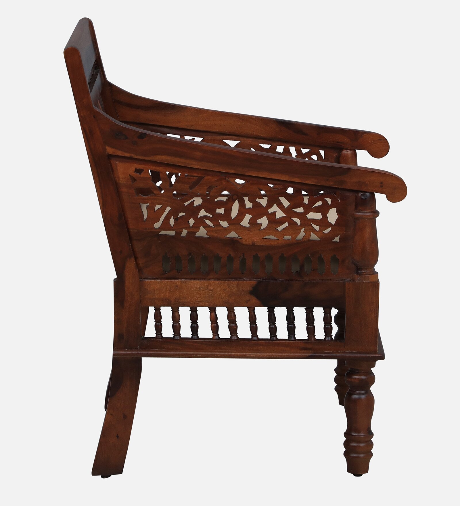 Gati Sheesham Wood 1 Seater Sofa In Honey Oak Finish - Febonic Living