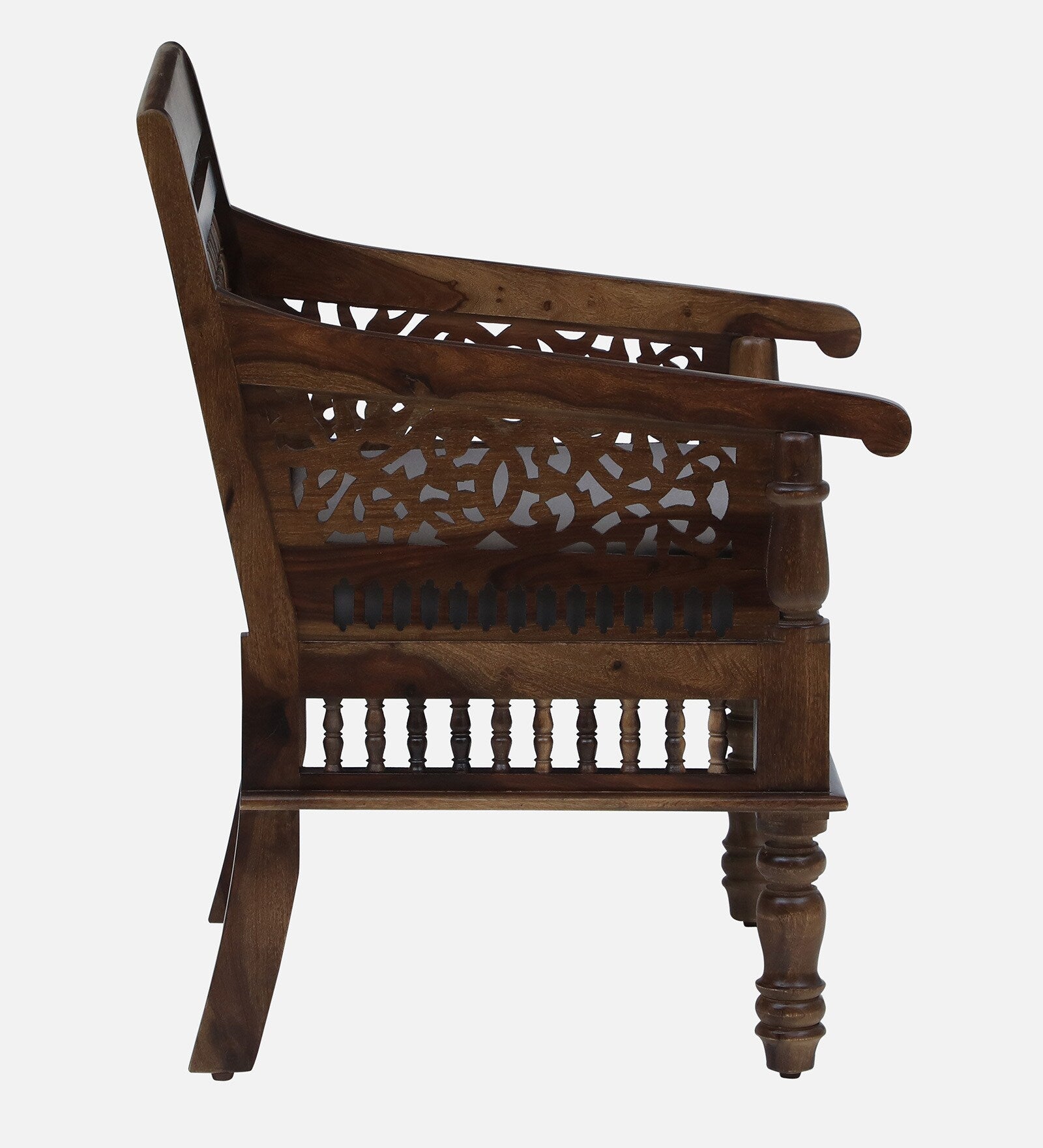 Gati Sheesham Wood 1 Seater Sofa In Provincial Teak Finish - Febonic Living