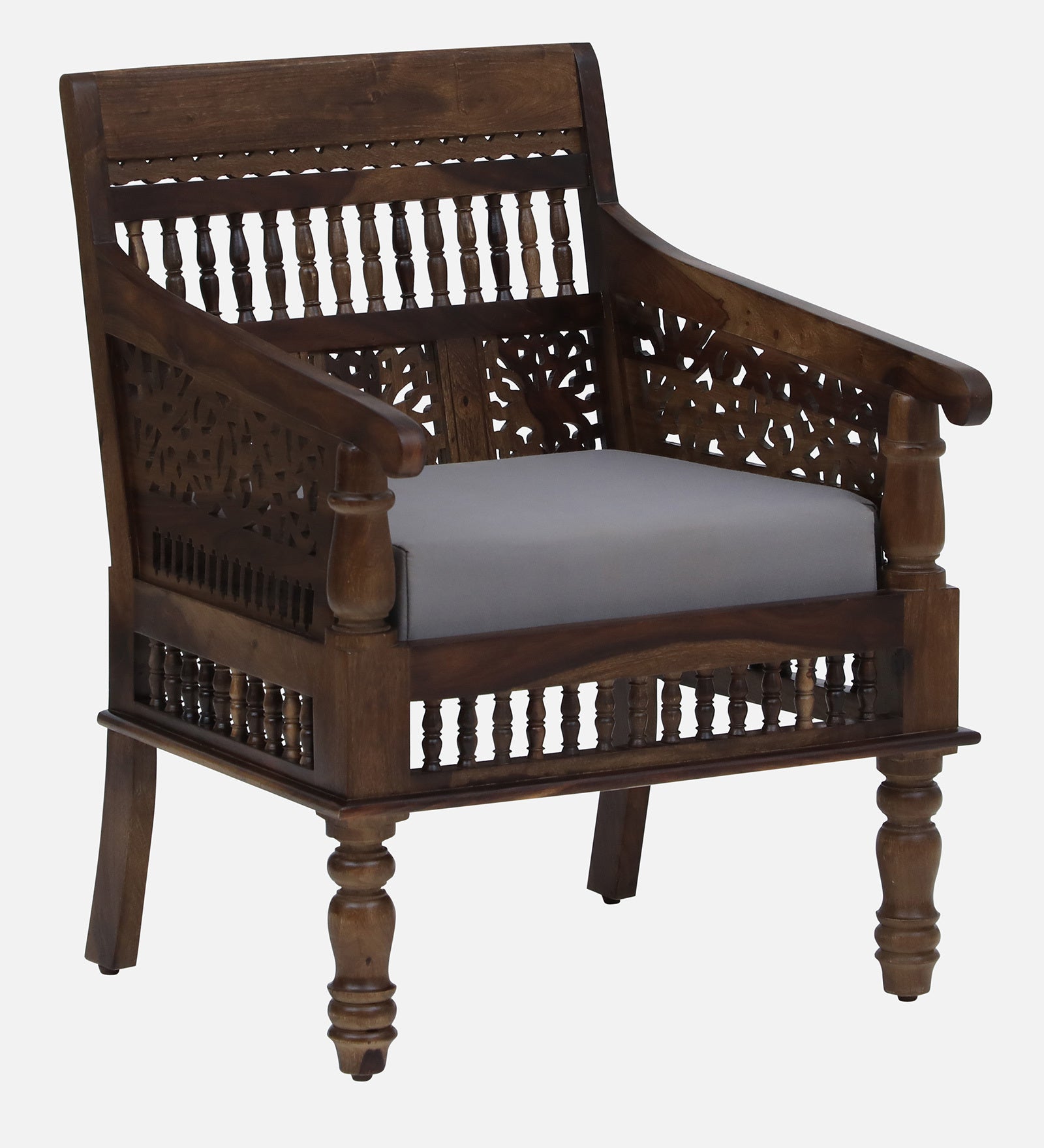 Gati Sheesham Wood 1 Seater Sofa In Provincial Teak Finish - Febonic Living