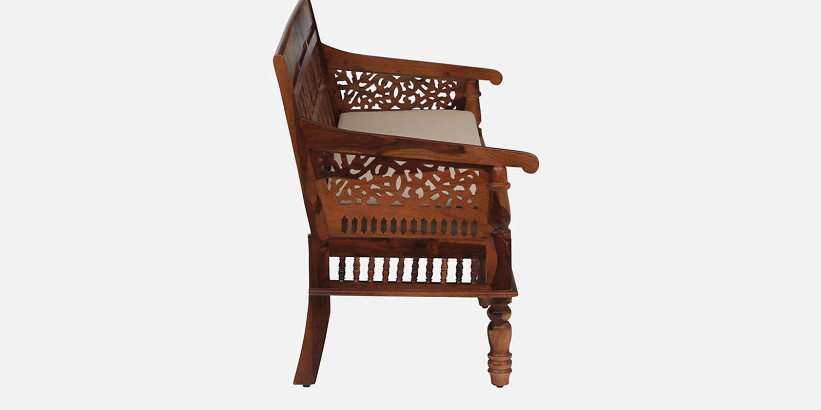 Gati Sheesham Wood 3 Seater Sofa In Honey Oak Finish - Febonic Living
