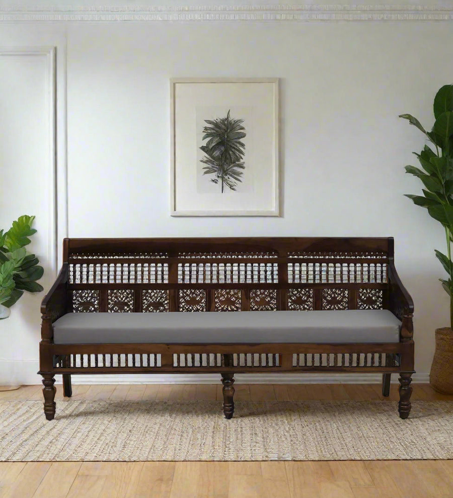 Gati Sheesham Wood 3 Seater Sofa In Provincial Teak Finish by Febonic Living