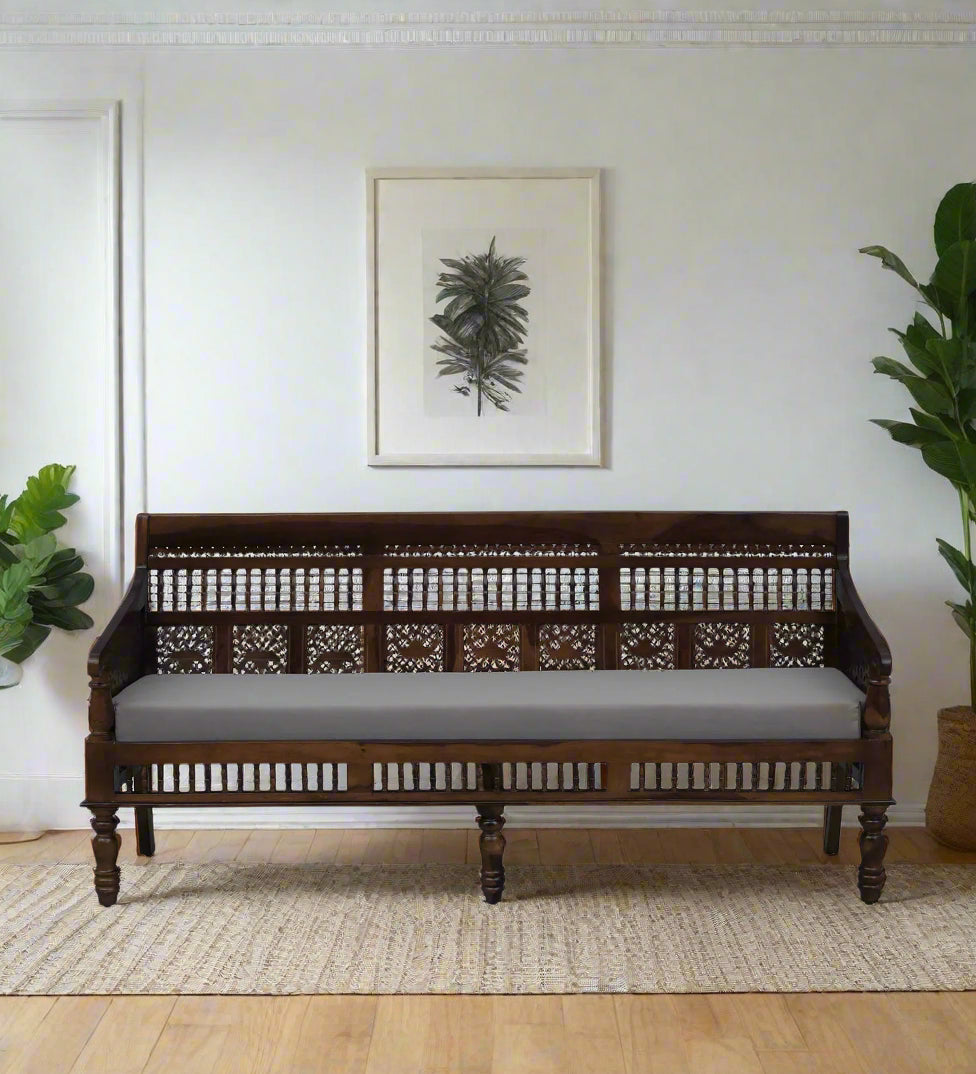 Gati Sheesham Wood 3 Seater Sofa In Provincial Teak Finish - Febonic Living
