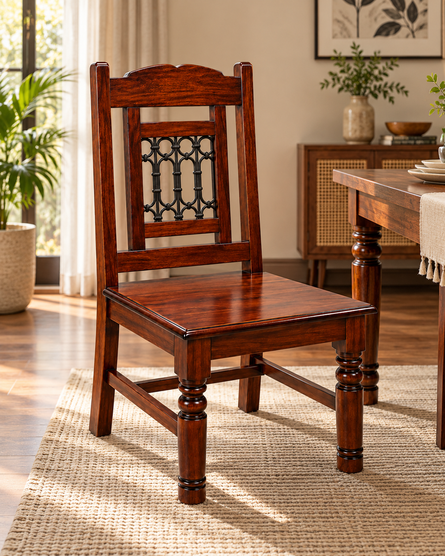 Arav Sheesham Wood Dining Chairs In Provincial Teak Finish (Set Of 2)