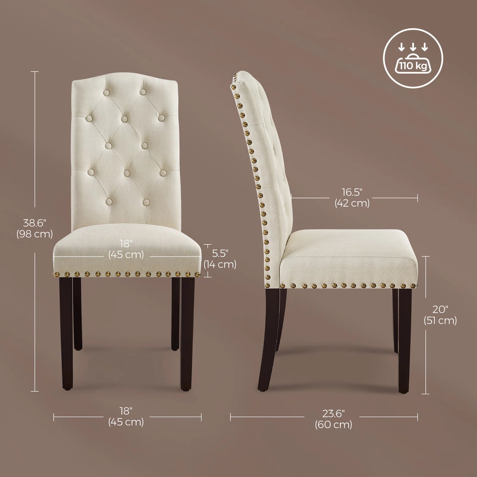 Maddy Fabric Dining Chair In Woom Beige Colour (set of 2 )