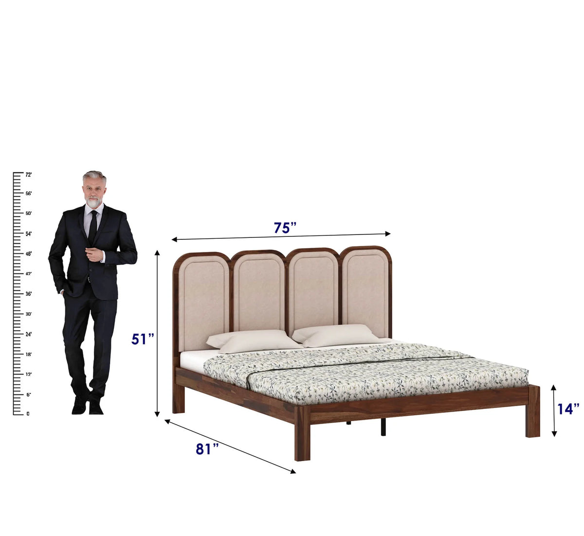 Arman Sheesham Wood King Size Bed In Provincial Teak Finish