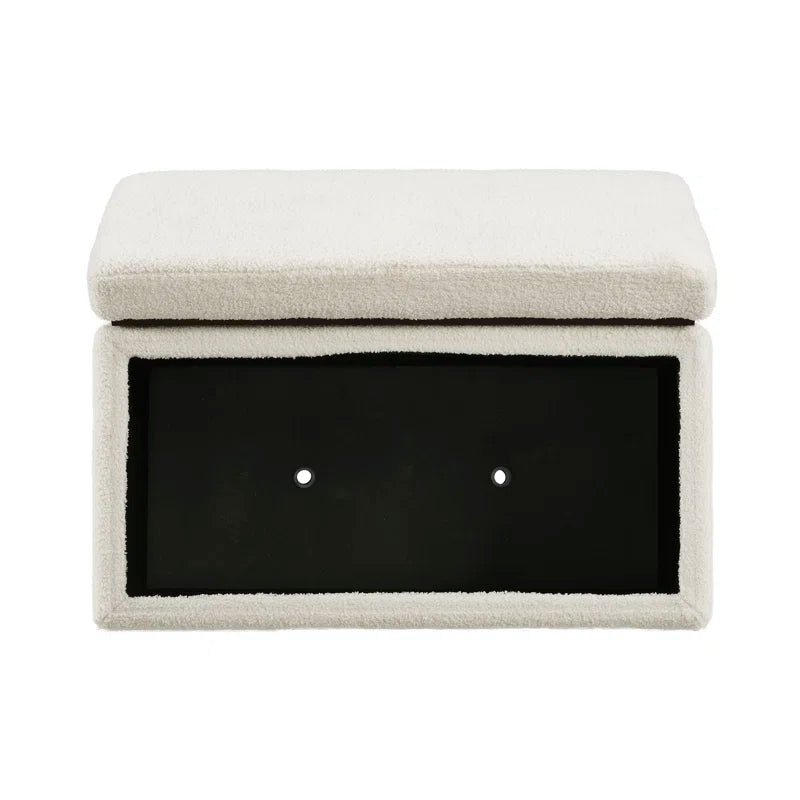 Reju Fur Fabric Ottoman In Bright White Colour With Storage