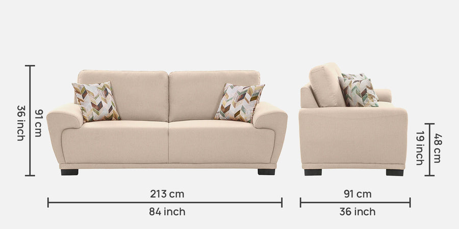 Atrov Fabric 3 Seater Sofa In Vanilla Beige Colour - Febonic Living