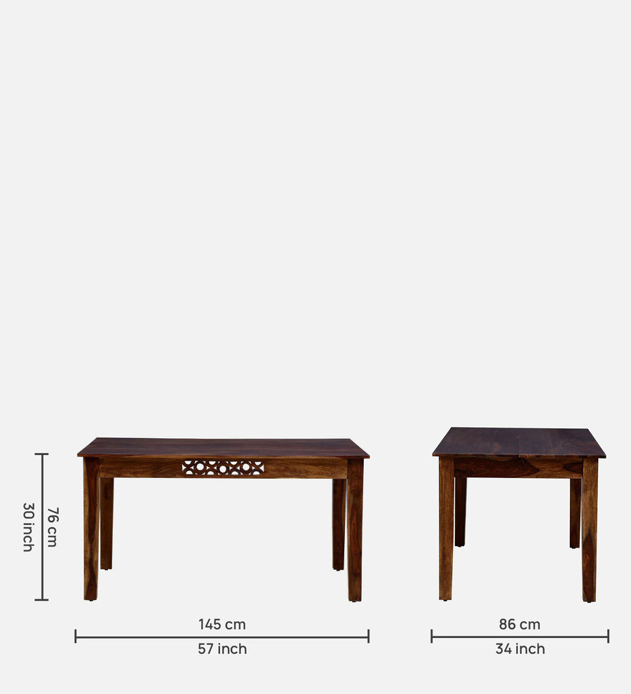 Dohaq Sheesham Wood 6 Seater Dining Set in Scratch Resistant Provincial Teak Finish With Bench - Febonic Living