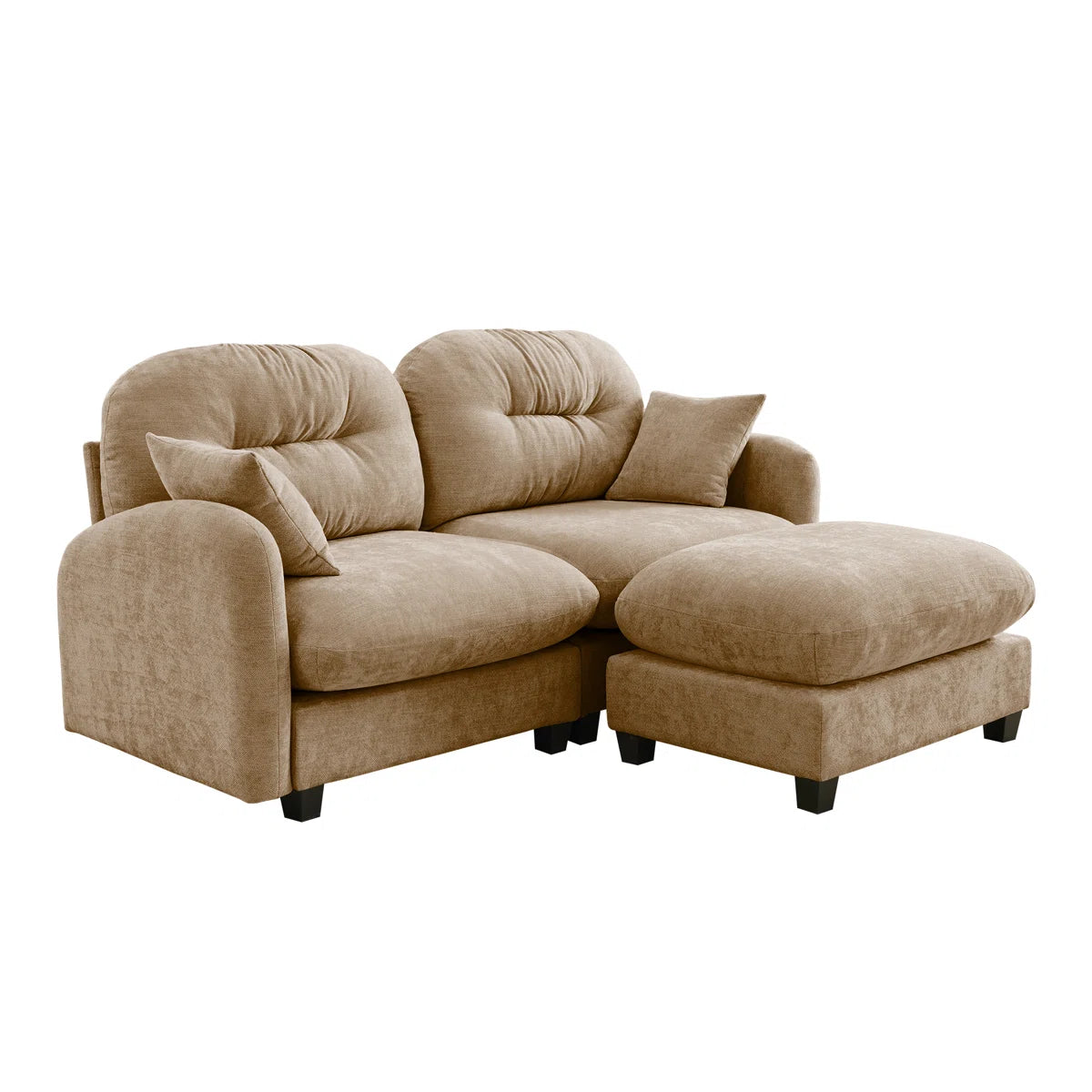 Avaya Fabric 2 Seater Sofa In Biscuit Beige Colour With Ottoman