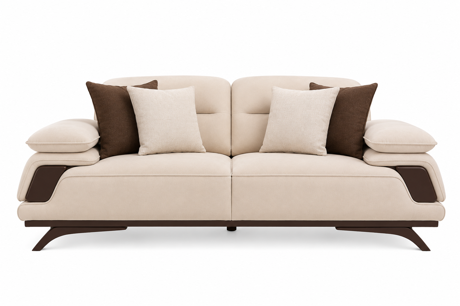 Avenzo 2 Seater Fabric Sofa - Cream Beige - Front View by Febonic Living
