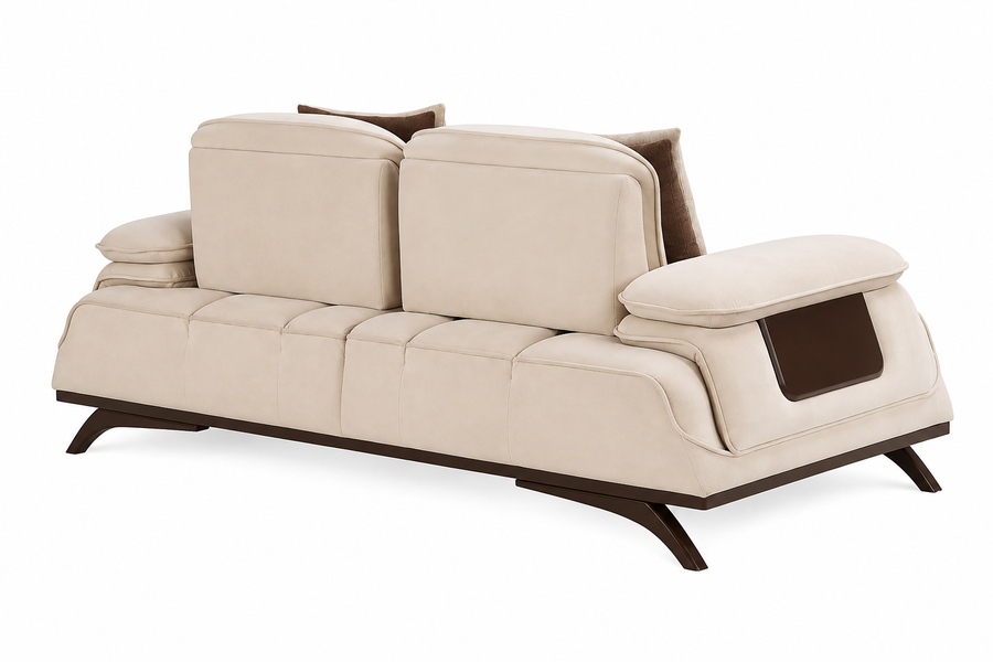 Avenzo 2 Seater Fabric Sofa - Cream Beige - Slant View by Febonic Living