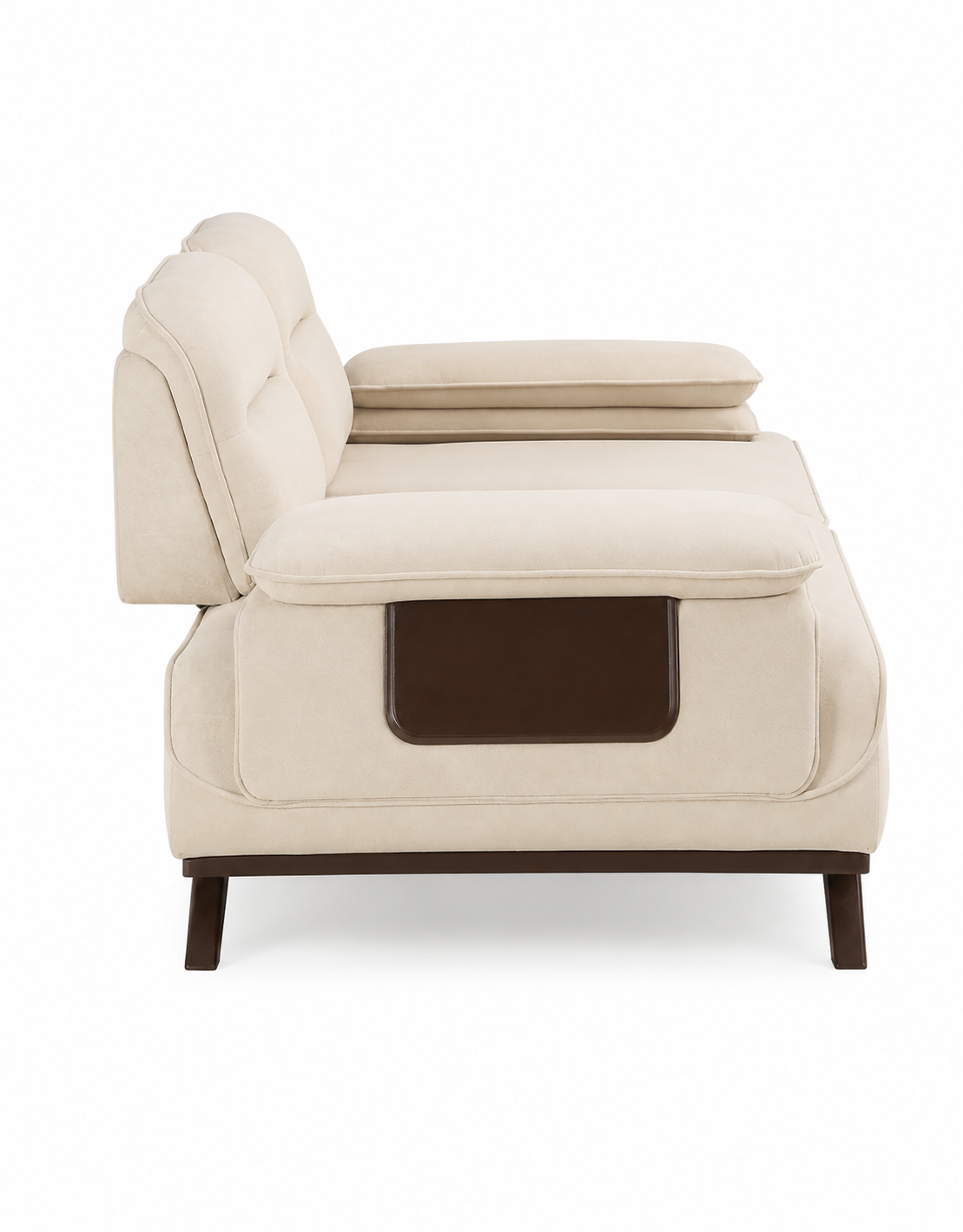 Avenzo 2 Seater Fabric Sofa - Cream Beige - Side View by Febonic Living