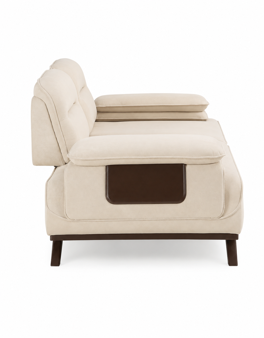 Avenzo 2 Seater Fabric Sofa - Cream Beige - Side View by Febonic Living